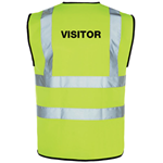 High-visibility vest with VISITOR printed on the back