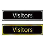 Visitors door signs in polished chrome and polished gold effect laminate - 50 x 200mm