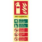 Wet Chemical Fire Extinguisher Photoluminescent Sign