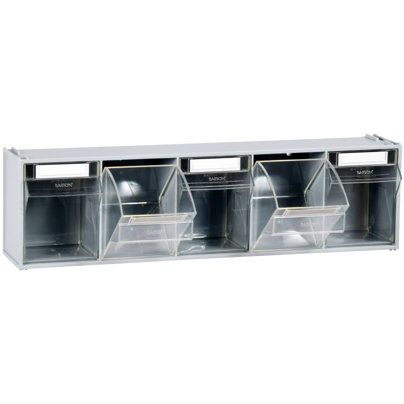 Clearbox Tilt Bin - 5 bin system with pull down fronts - 164 x 136 x 600mm - Pack of 5