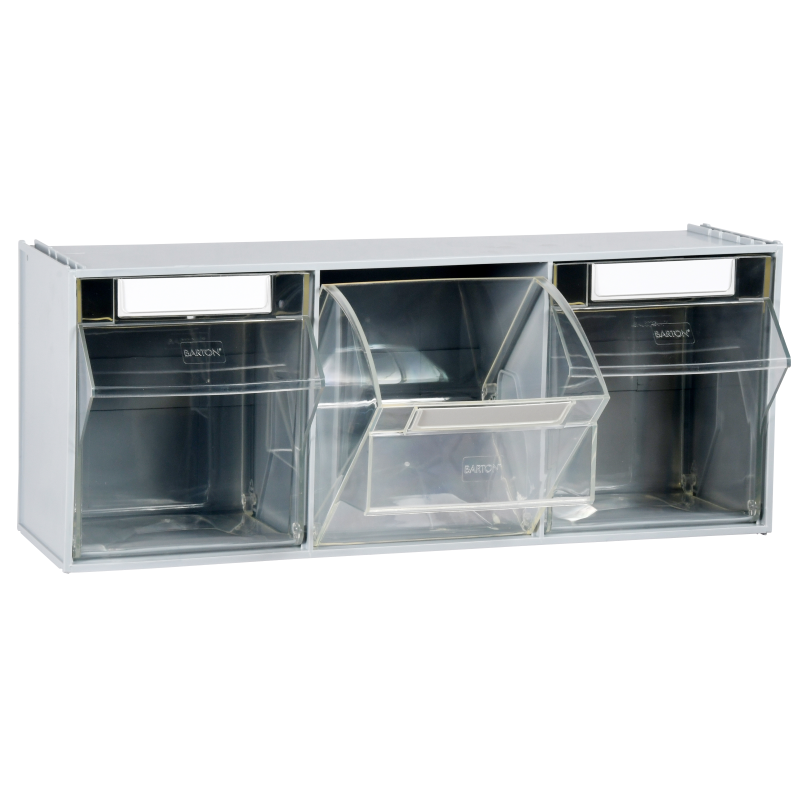Clearbox Tilt Bin - 3 bin Storage Drawer system - 240 x 215 x 600mm - Pack of 3
