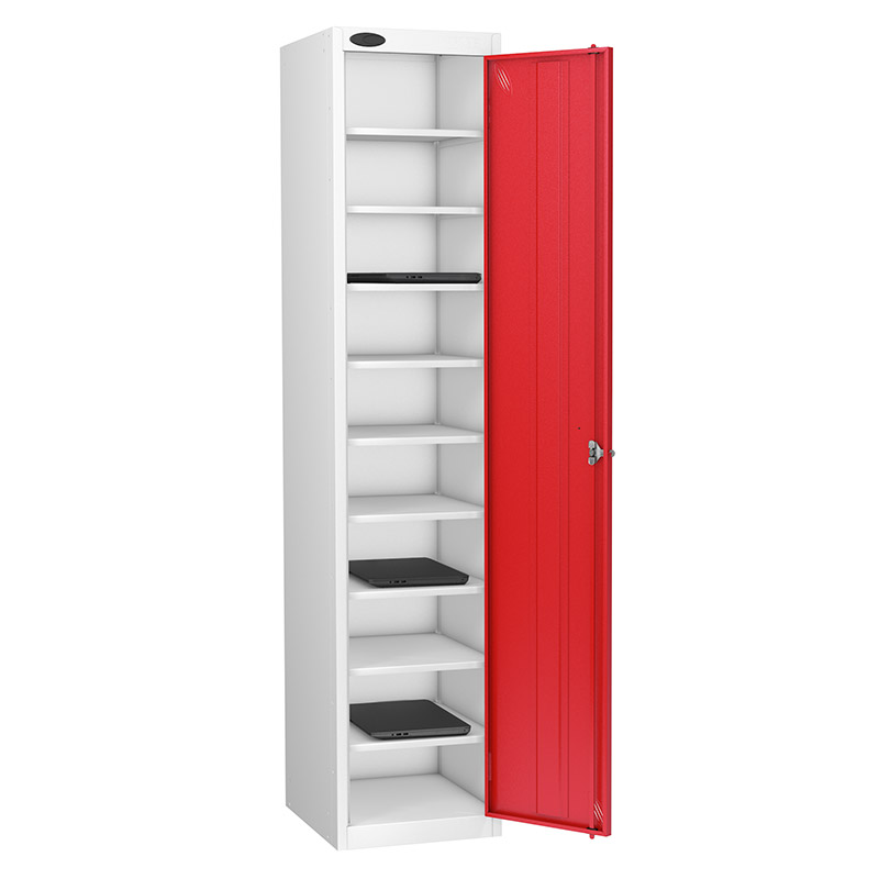 Single Door, 10 Shelf Laptop Storage Locker - 1780 x 380 x 460mm