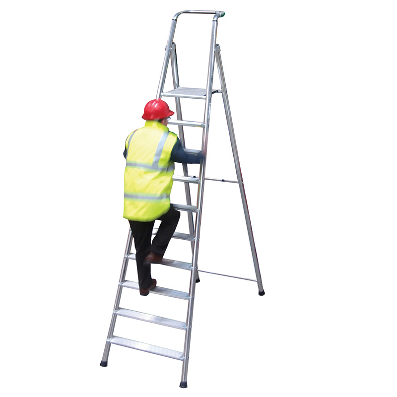 Heavy-Duty 10-Tread Aluminium Step Ladder - 2380mm Platform Height - EN131 Compliant & GS Approved