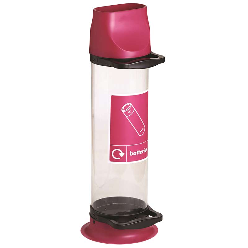 Battery Recycling Bin - 10L - Pink with Clear Tube