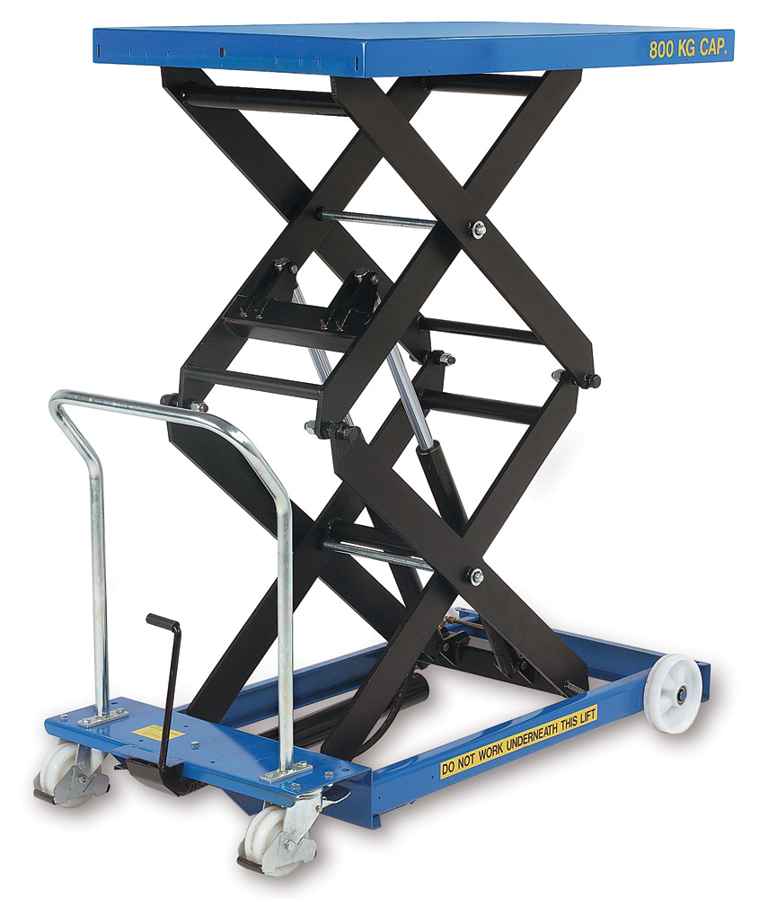 Manual Mobile Double Scissor Lift Table 800kg cap