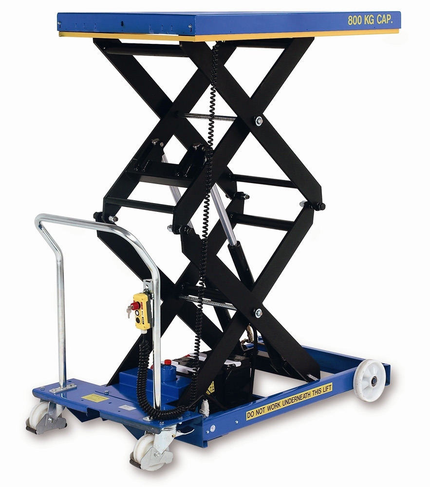 Battery Mobile Double Scissor Lift Table 800kg cap