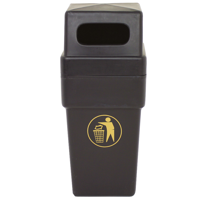 Hooded black Victorian style plastic litter bin 114 Litre capacity