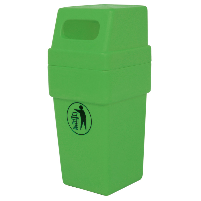 Hooded green plastic litter bin 114L capacity