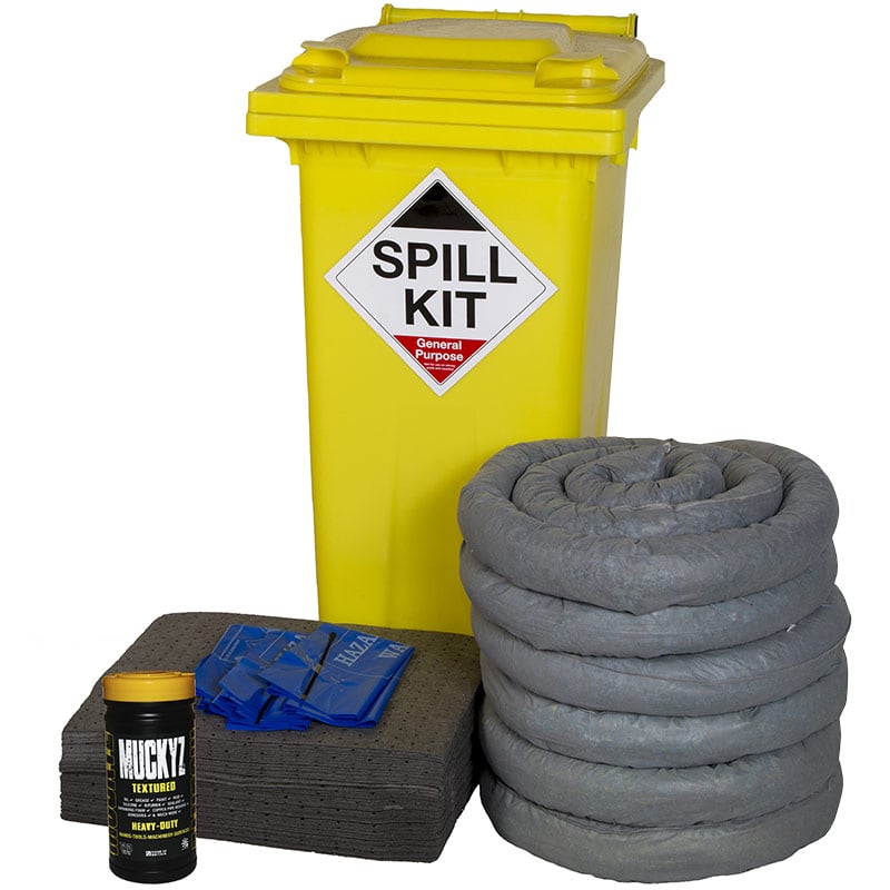 120L General Purpose Spill Kit in Yellow Wheelie Bin