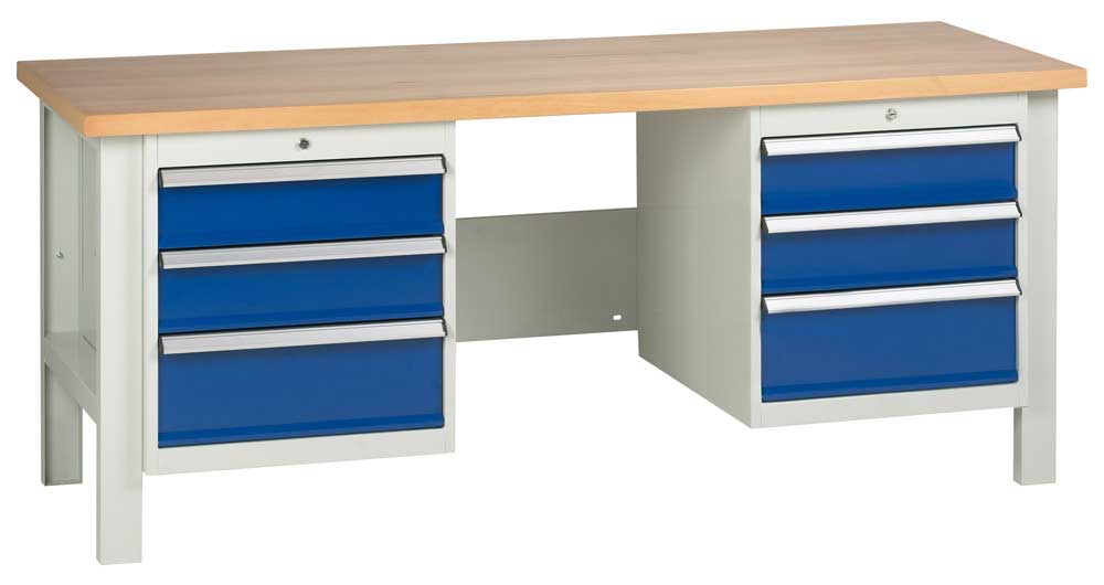 1800mm wide Basic Industrial Workbench with 2x Drawer Units