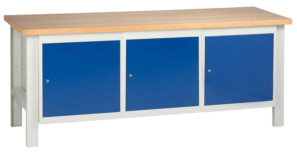 2000mm wide Basic Industrial Workbench with 3x Cupboards