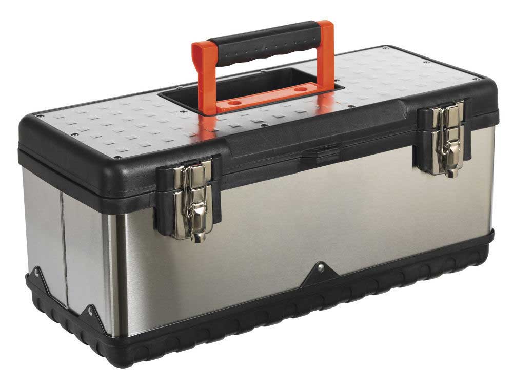 Stainless Steel Toolbox with Tote Tray - 225 x 505 x 245mm (H x W x D)