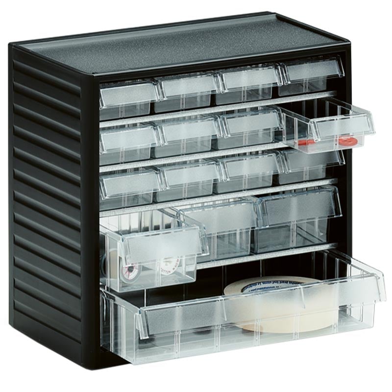 Visible Small Parts Storage Cabinet - 290 Series - 16 Mixed Drawers size 1, 4, 6