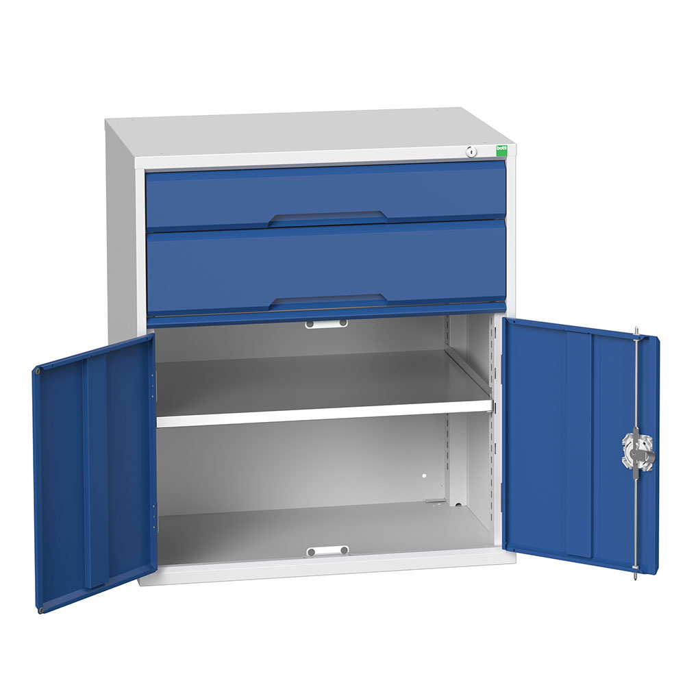 Bott Verso Steel Storage Cabinet - 2 drawers, 1 cupboard - 900 x 800 x 550mm