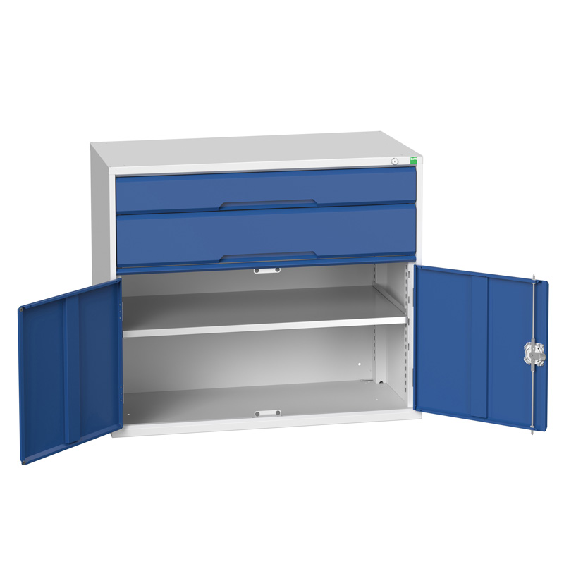 Bott Verso Steel Storage Cabinet - 2 drawers, 1 cupboard - 900 x 1050 x 550mm