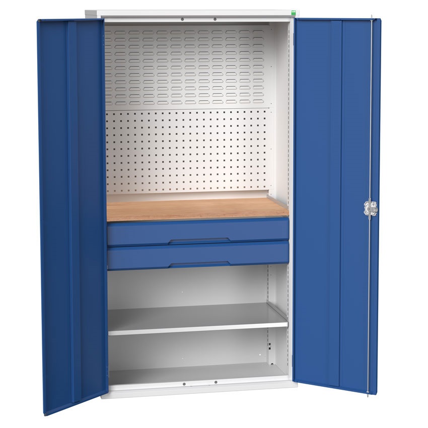 Bott Verso Fitted Tool Cupboard (worktop, 2 drawers, 2 shelves, 1 x perfo, 1 x louvre panel)