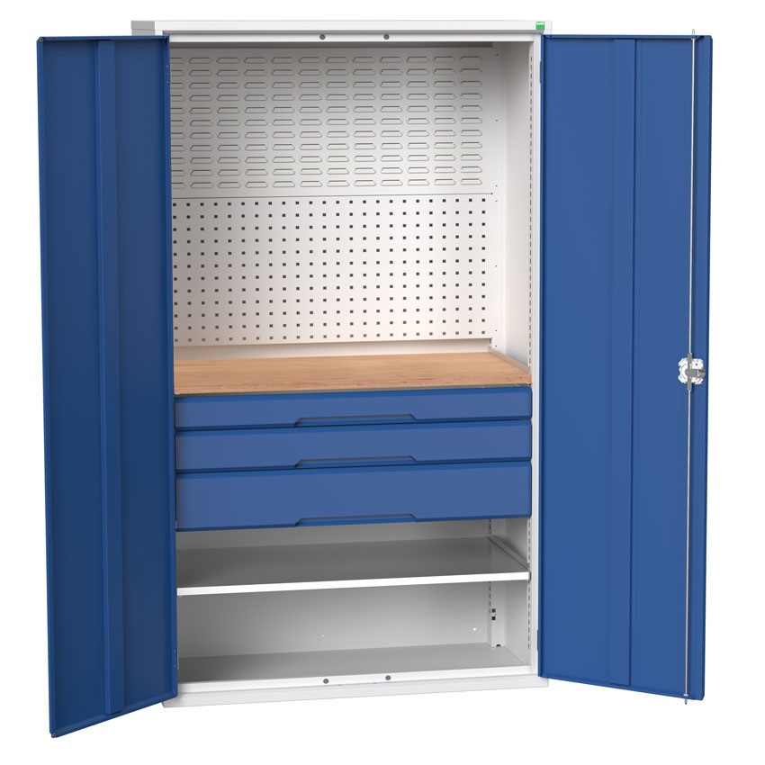 Bott Verso Fitted Tool Cupboard (worktop, 3 drawer,  1 shelf, 1 x perfo, 1 x louvre panel)