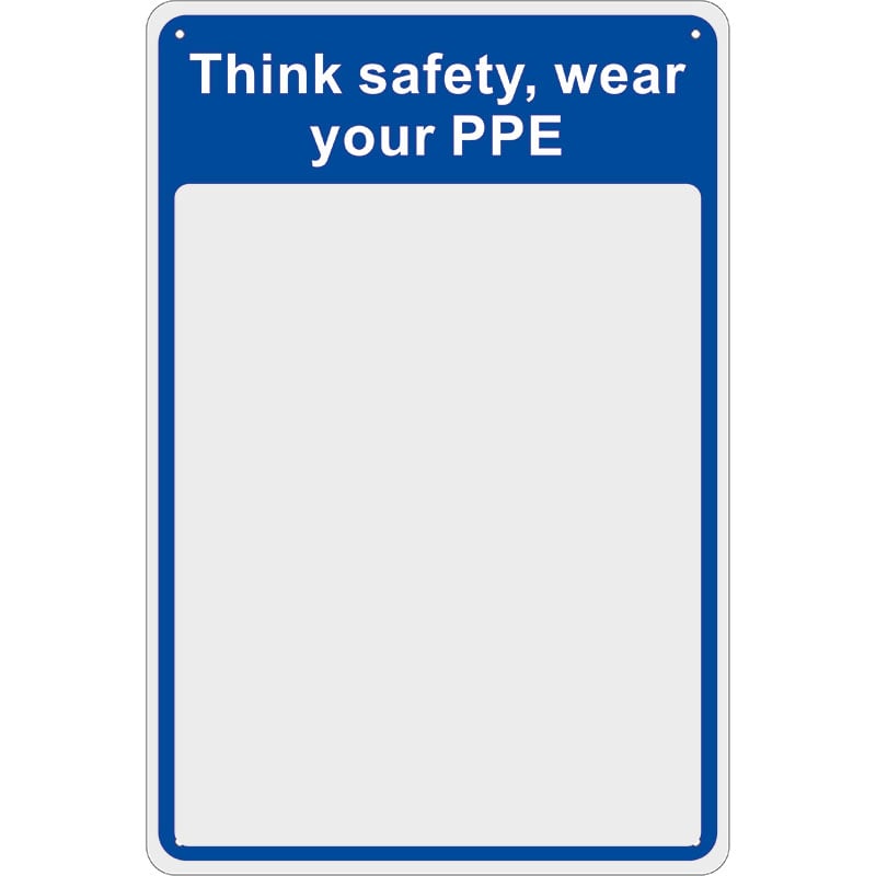 PPE Safety Check Mirror -Think safety, wear your PPE - 300mm x 200mm