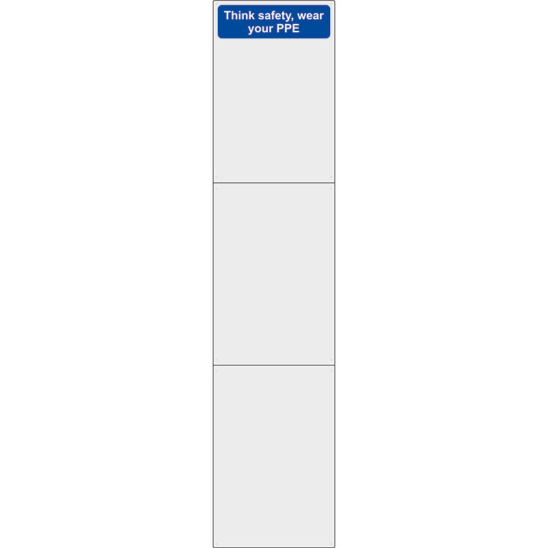 PPE Safety Check Mirror - Think safety, wear your PPE - 3 pieces, 600mm x 400mm