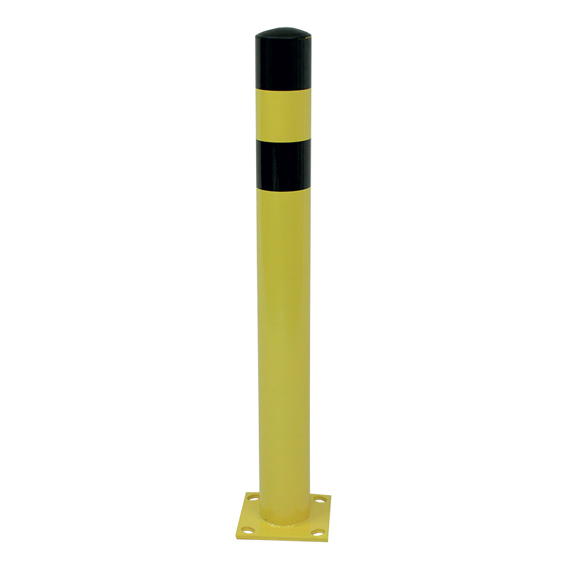 1m Heavy Duty Steel Safety Bollard - Contrasting black and yellow warning stripe - 1066mm x 114 dia.