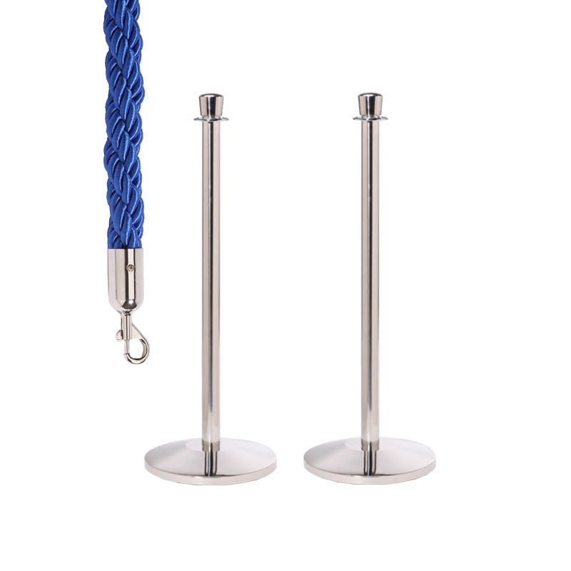 2 Crown Top Barrier Posts with 1 Braided Blue Rope