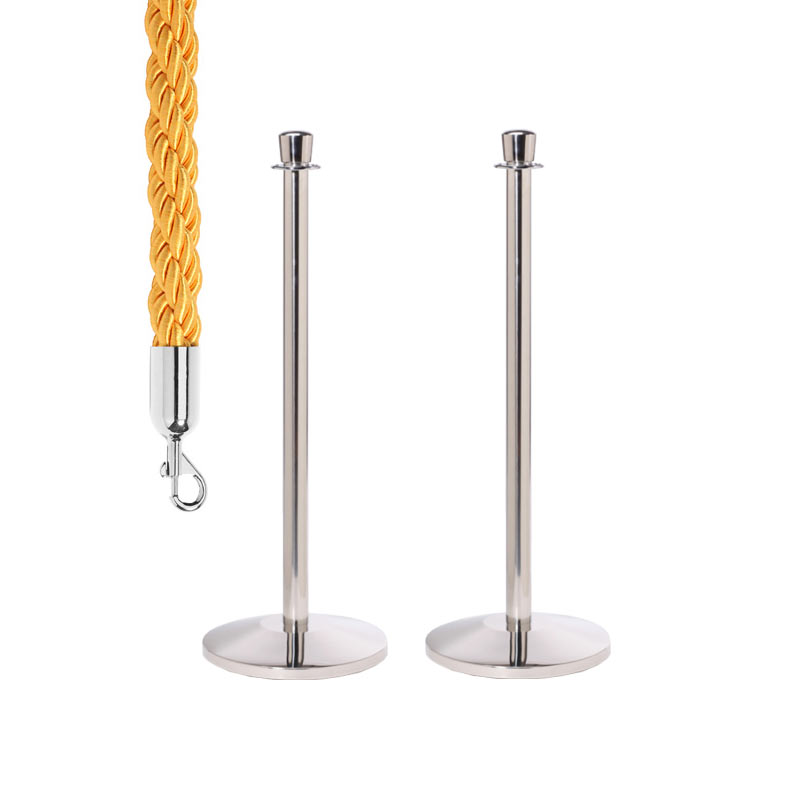 2 Crown Top Barrier Posts with 1 Braided Gold Rope