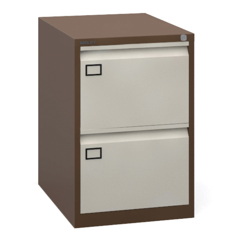 Express lockable metal filing cabinet - 2 drawer - coffee/cream