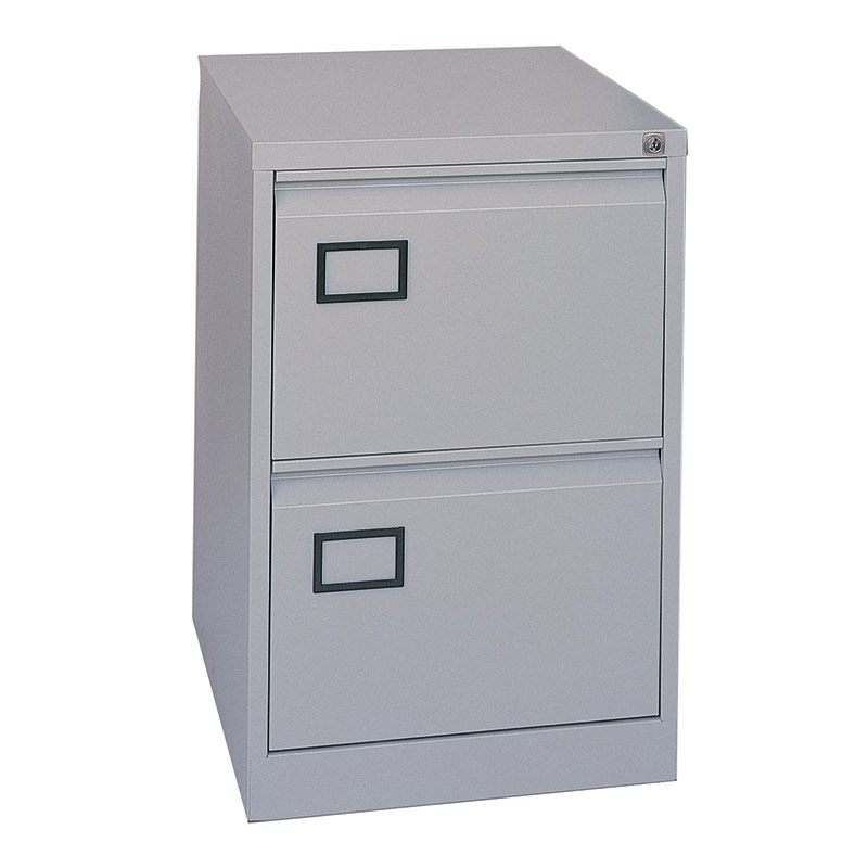 Express lockable metal filing cabinet - 2 drawer - grey