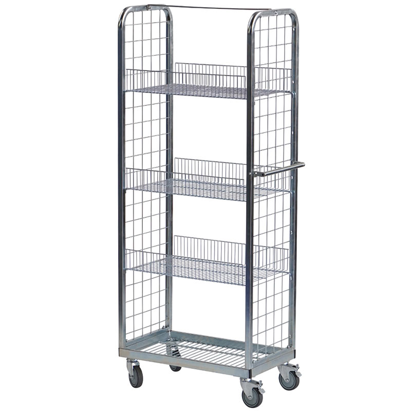 2-Sided Display & Merchandise Picking Trolley with 3 'U' Shelves - 1710 x 710 x 410mm