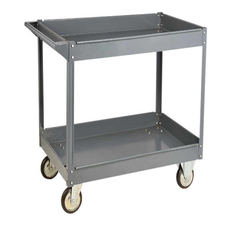 Steel tray service trolley with 2 shelves 