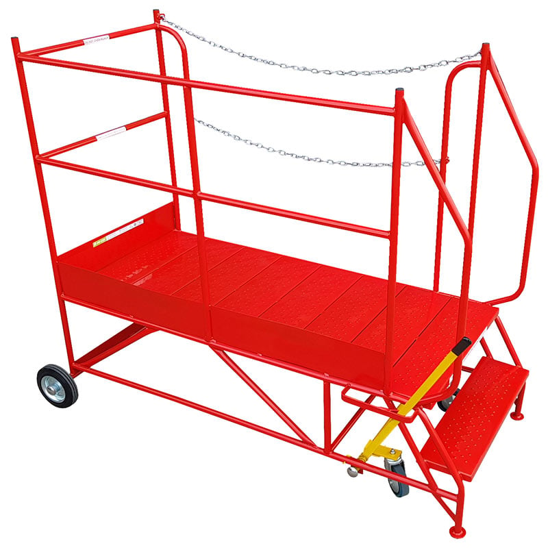 2 Tread Chained Side Access Platform Steps - 500mm platform height