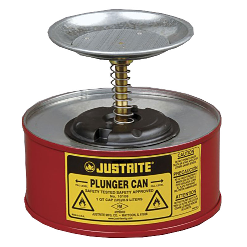 Justrite 1.0 litre Plunger Cans for flammable liquids