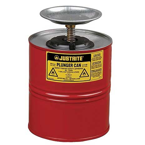 Justrite 4.0 litre Plunger Cans for flammable liquids