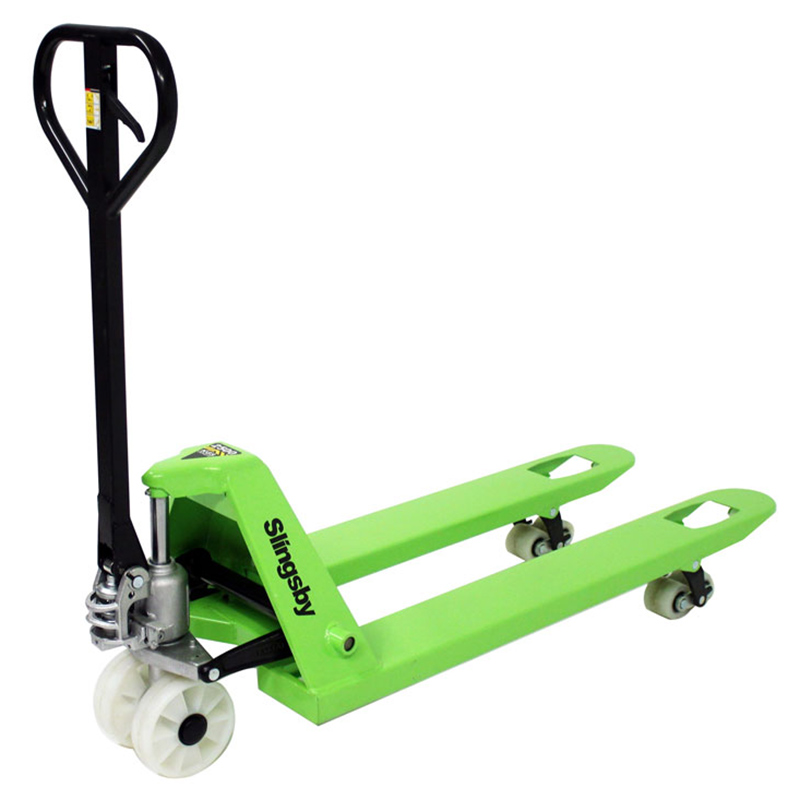 2.5 Tonne Green Pallet Truck  - Euro, CHEP and UK pallet compatible - Fork height range 80mm - 200mm - Capacity 2500kg