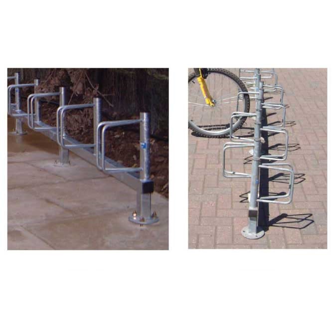 Single Sided Rail Mount Bike Racks Type D 5 Bike Capacity - Flanged