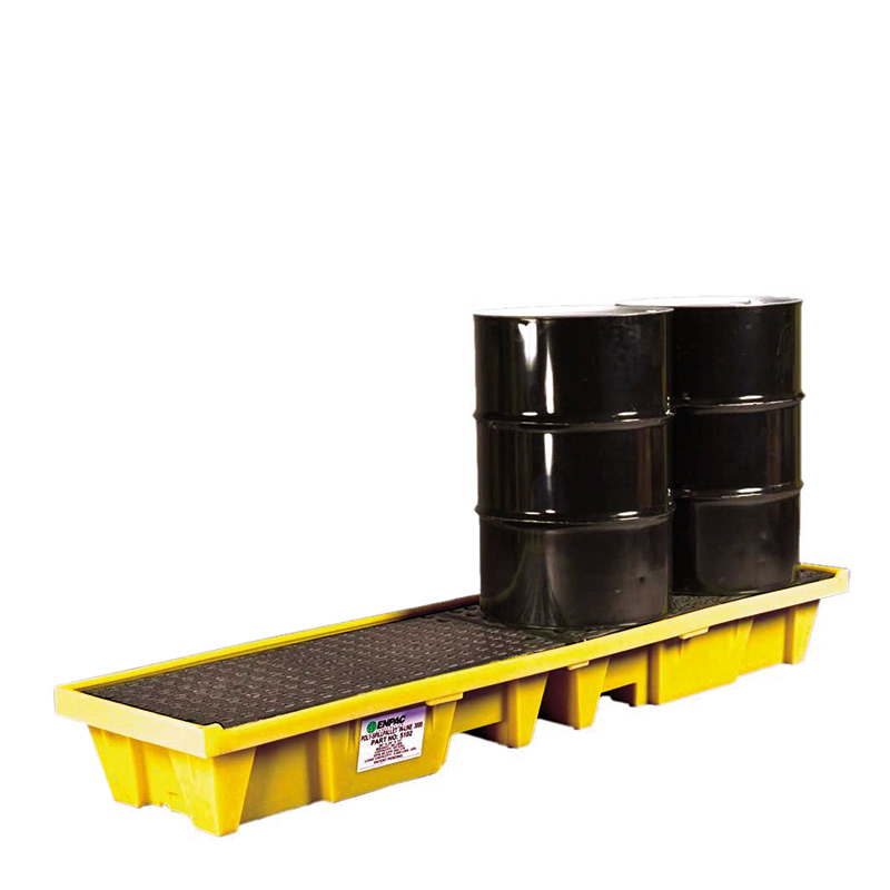 4 Drum Inline Spill Pallet Yellow - 235L Capacity - 270 x 2450 x 660mm