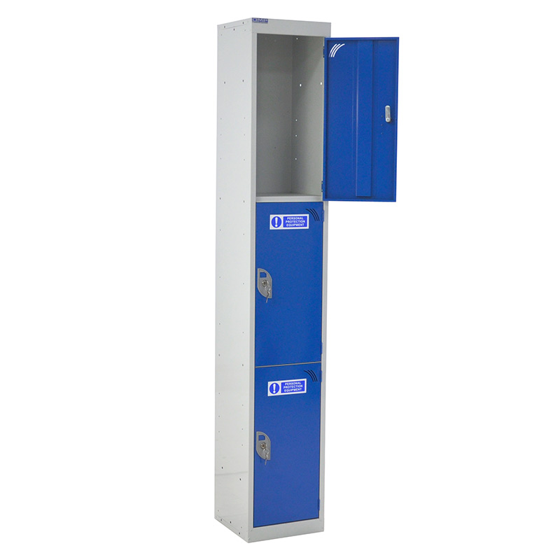 3-door PPE Locker - 1800 x 300 x 300mm  - Reaction to Fire Classification EN 13501-1 - Germ Guard Active Technology paint