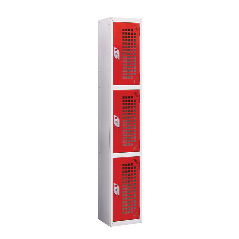 3-Door Perforated Door Locker - 1800 x 300 x 300mm