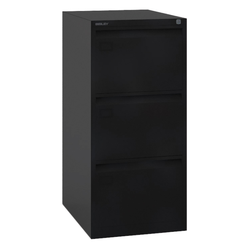 Express lockable metal filing cabinet - 3 drawer - black