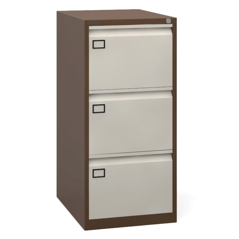 Express lockable metal filing cabinet - 3 drawer - coffee/cream