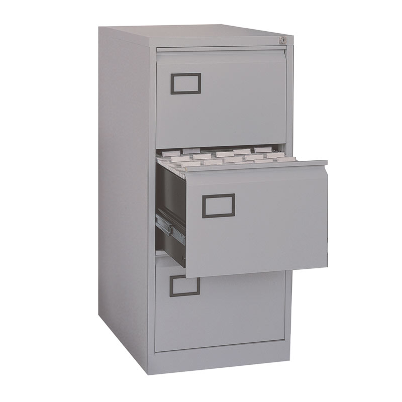 Express lockable metal filing cabinet - 3 drawer - grey