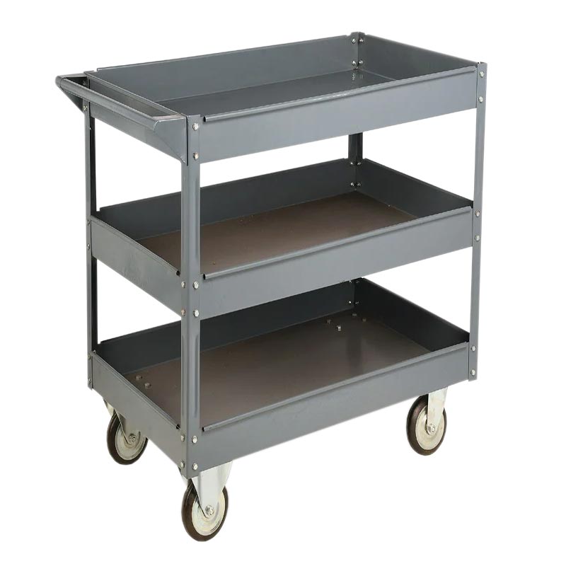 Steel tray service tolley with 3 shelves