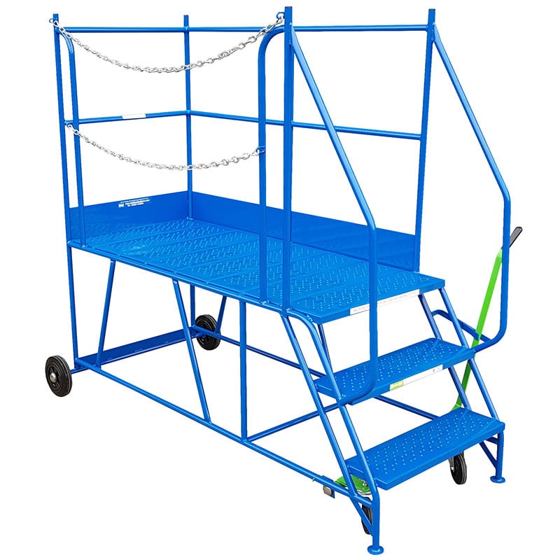 3 Tread Chained Side Access Platform Steps - 750mm platform height