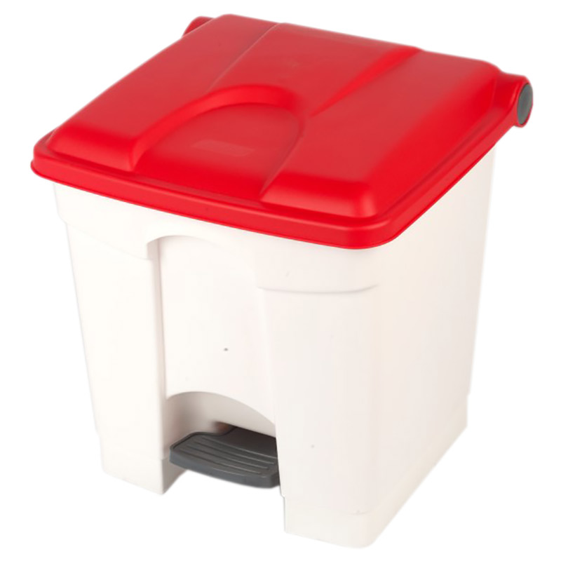 Pedal Bin Container 30L White Body, Coloured Lid 410 x 398 x 435mm