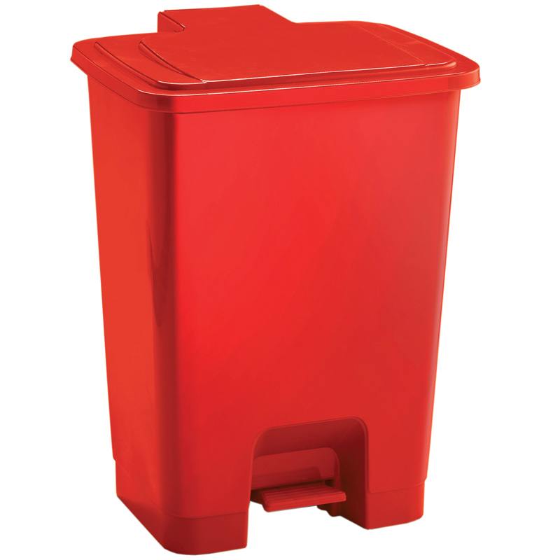 Coloured Pedal Recycling Bin - 30L - Red