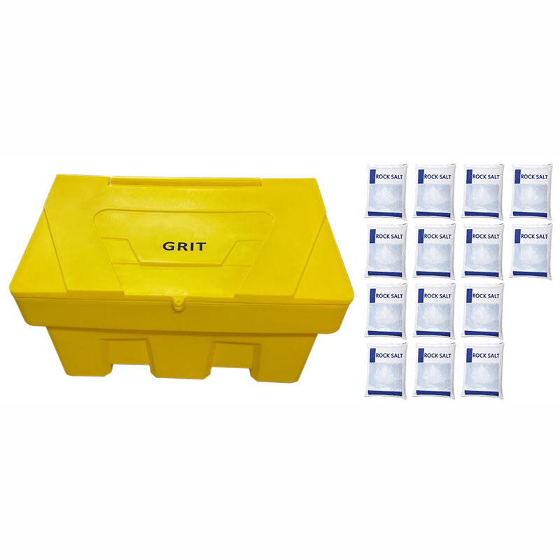 Standard 350L Grit Bin with 14 x 25kg Bags of Rock Salt