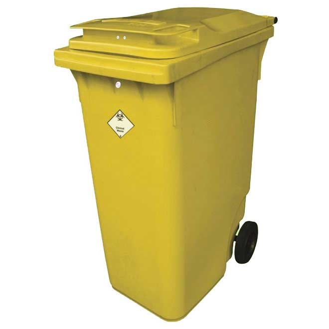 Clinical Waste Lockable Wheelie Bin -240 litre  - 1070 x 580 x 740