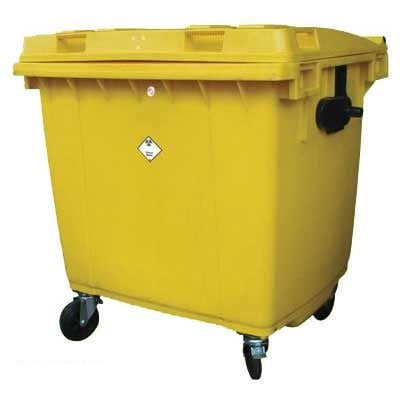 Clinical Waste Lockable Wheelie Bin - 1100 litre - 1470 x 1360 x 1080 - 4 wheels