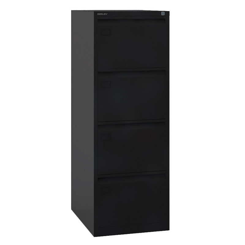 Express lockable metal filing cabinet - 4 drawer - black