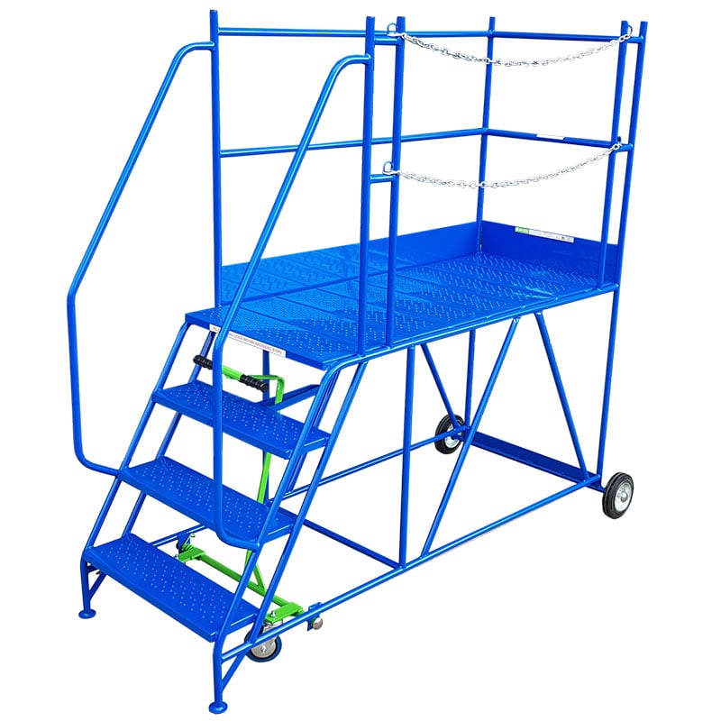 4 Tread Chained Side Access Platform Steps - 1000mm platform height
